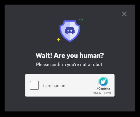 Another pop-up with a Captcha form, you know, just in case I am a bot too. Check the box marked "I am human".