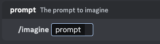 What the prompt box looks like in Midjourney