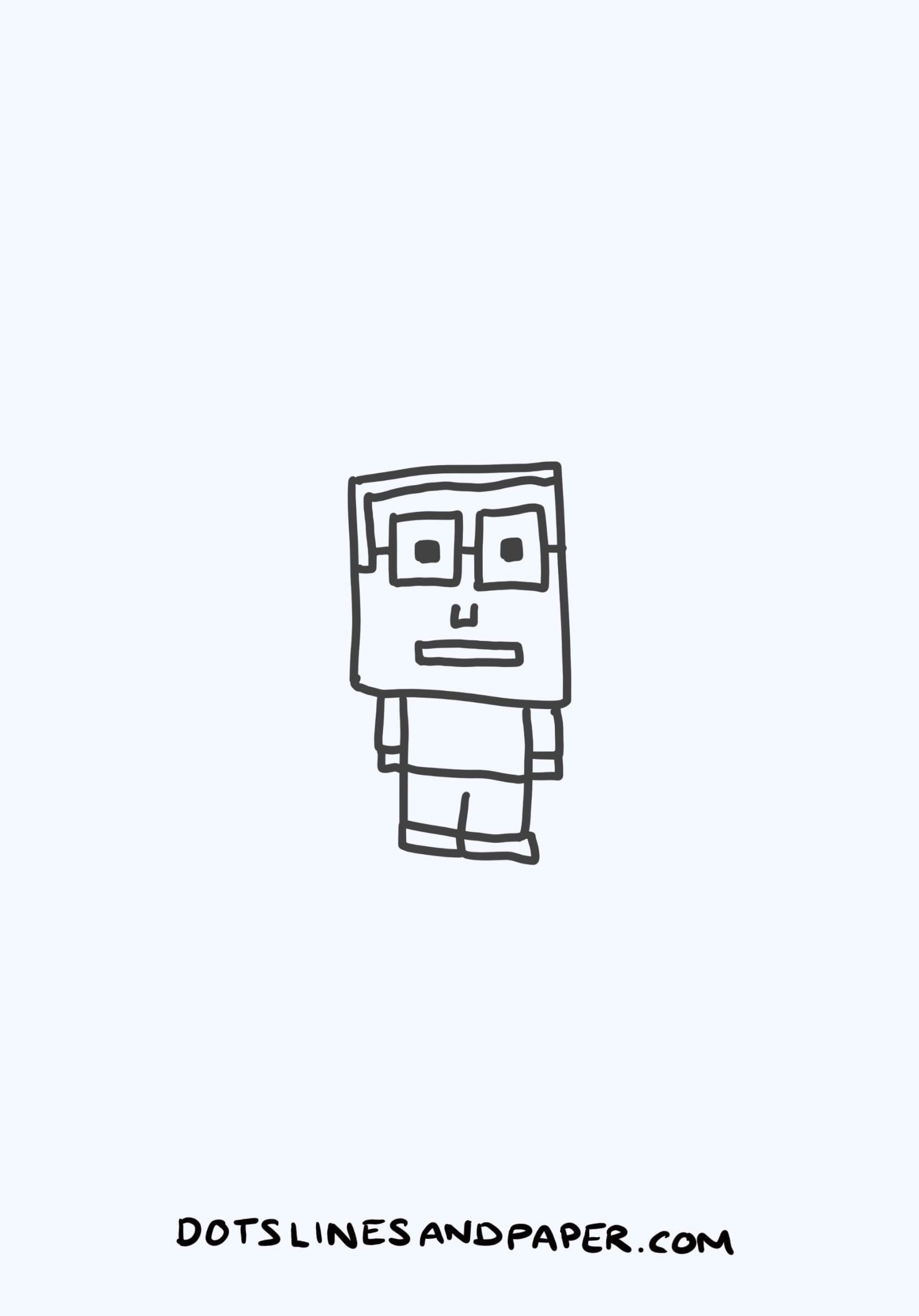 Square cartoon boy with glasses