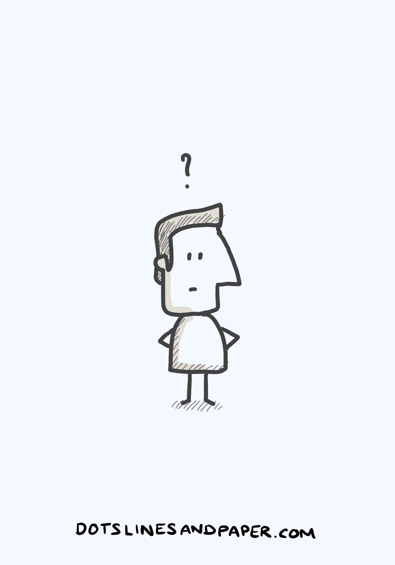 simple cartoon of a man looking confuded
