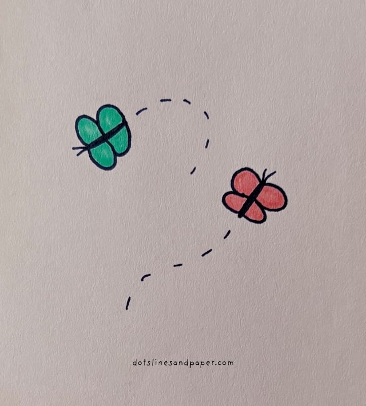 Easy and Cute Butterflies Playing Drawing Idea