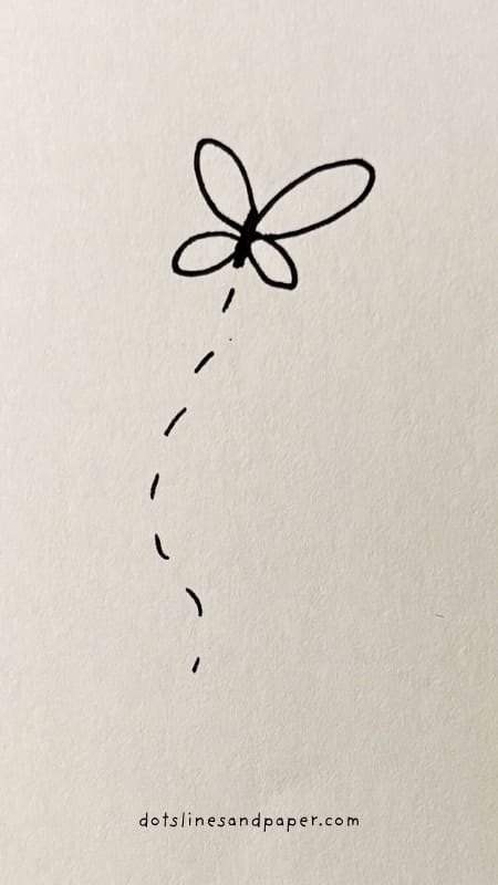 Easy and Cute Butterfly Drawing Idea with flight lines