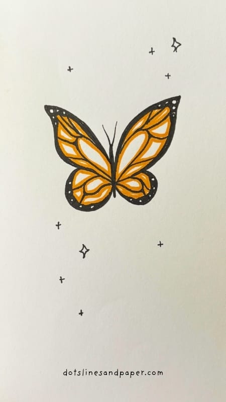 Easy Butterfly Drawing Idea of a Monarch butterfly