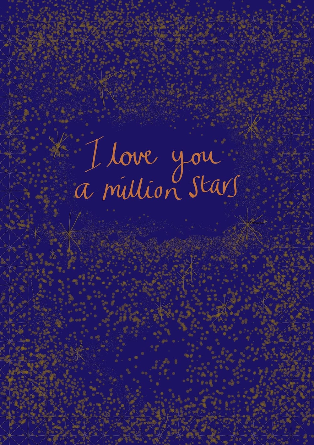 Easy and cute valentine's day card idea of a night sky with loads of stars and the text "I love you a million stars"