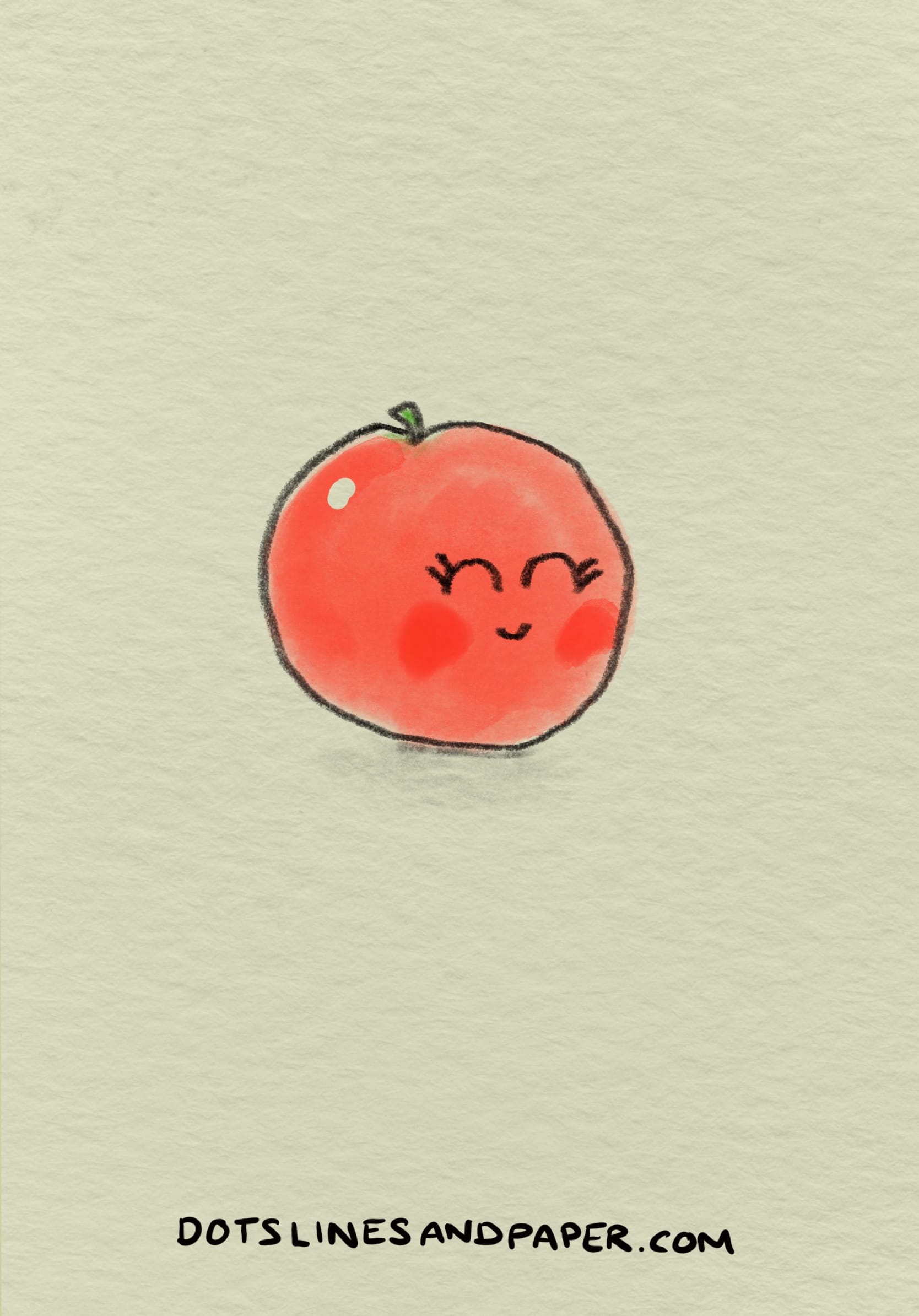 Doodle from the post Cute things to draw - of a cute blushing tomato
