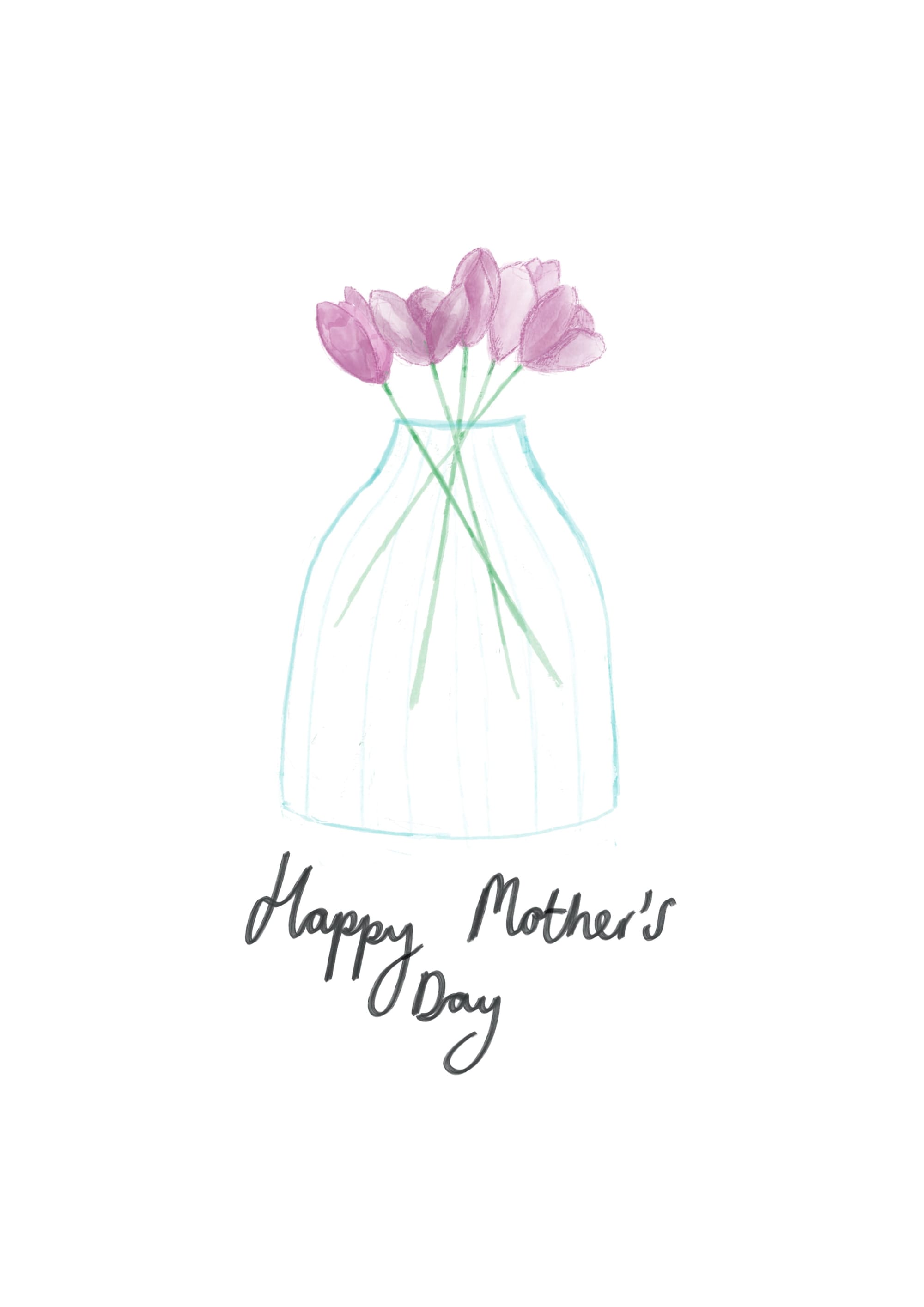 Easy & Cute Mother's Day Card Idea of a watercolour picture of flowers in a vase