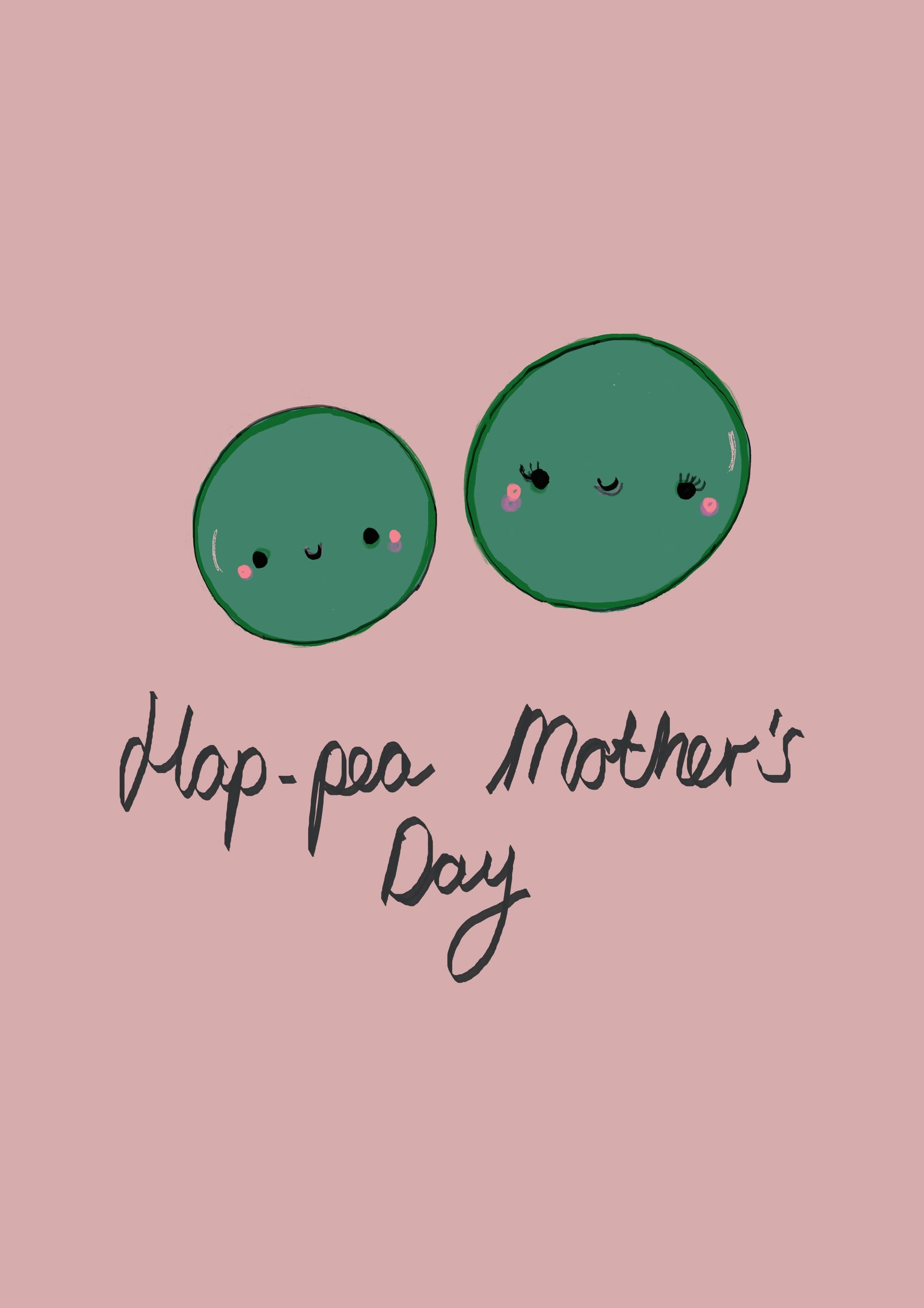 Easy & Cute Mother's Day Card Idea of tow kawaii peas
